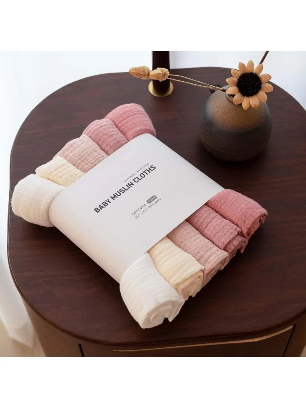 Soft Muslin Receiving Blankets 5 Pack | Breathable Swaddle Wraps for Newborns